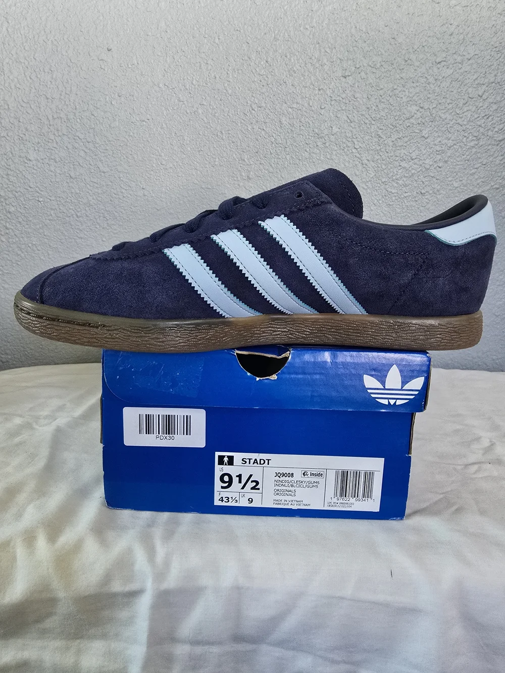 adidas Men’s Stadt Suede Sneakers in Navy and Light Blue